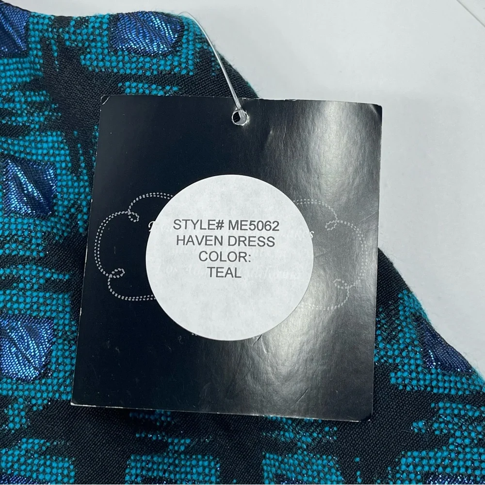 NWT EVA FRANCO Sleeveless A-Line Dress Black Blue Metallic Shimmer Lined Size 10 - Picture 6 of 10